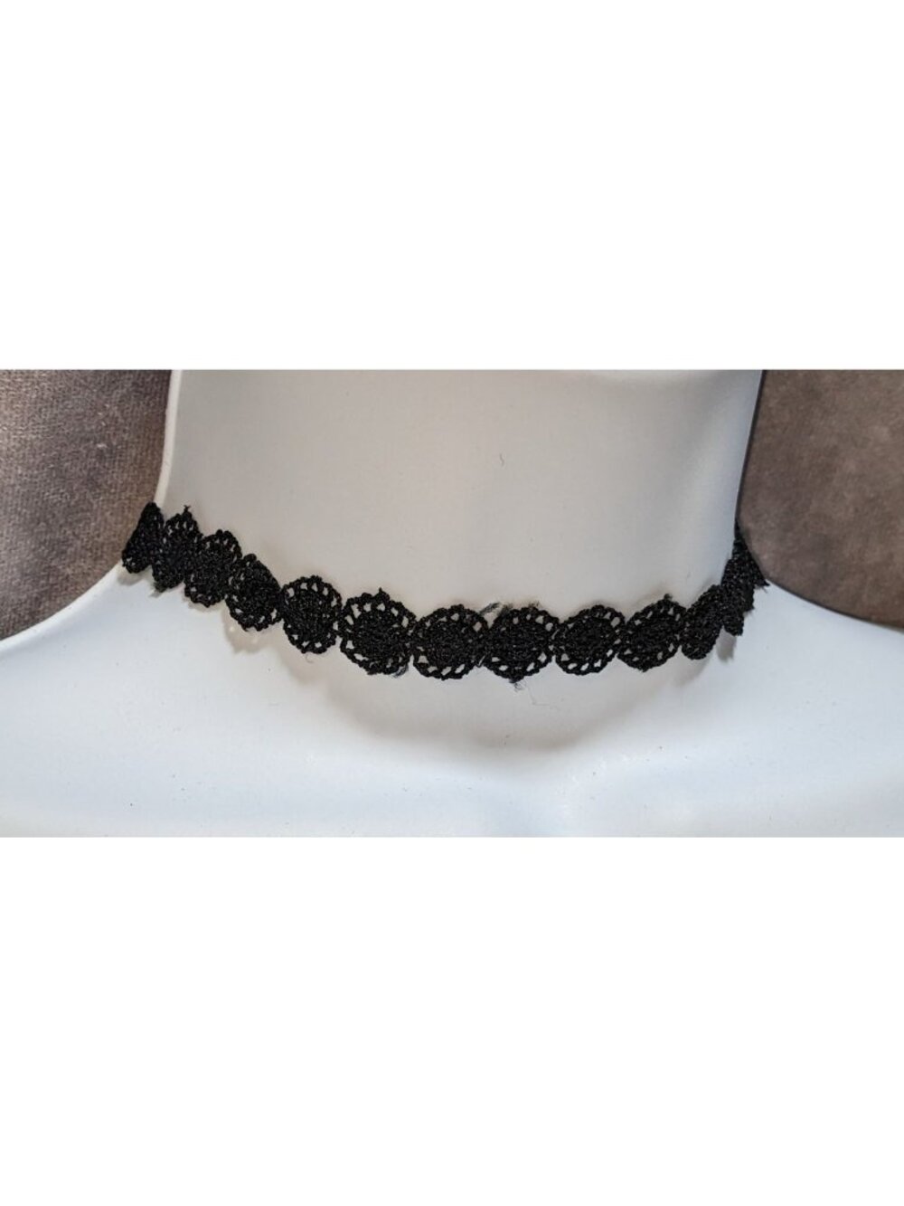 Black Crochet Lace Choker Necklace With Adjustable Lobster Clasp 13 Inches + 3 I